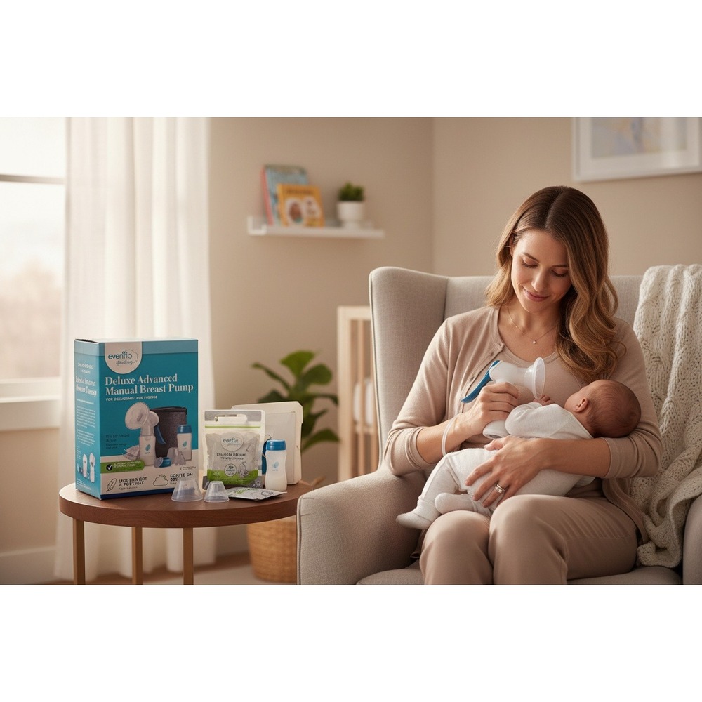 Evenflo Deluxe Advanced Manual Breast Pump Portable Kit Cooler Bag New